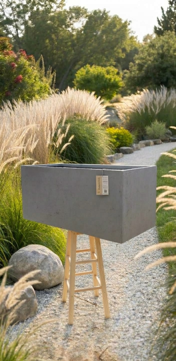 Light Grey Rectangular Pot